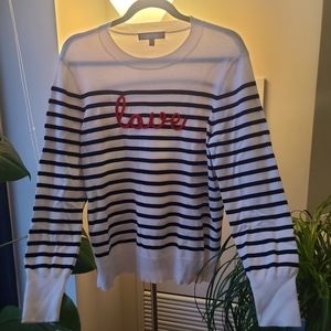 Dark Blue Striped "Love" Sweater